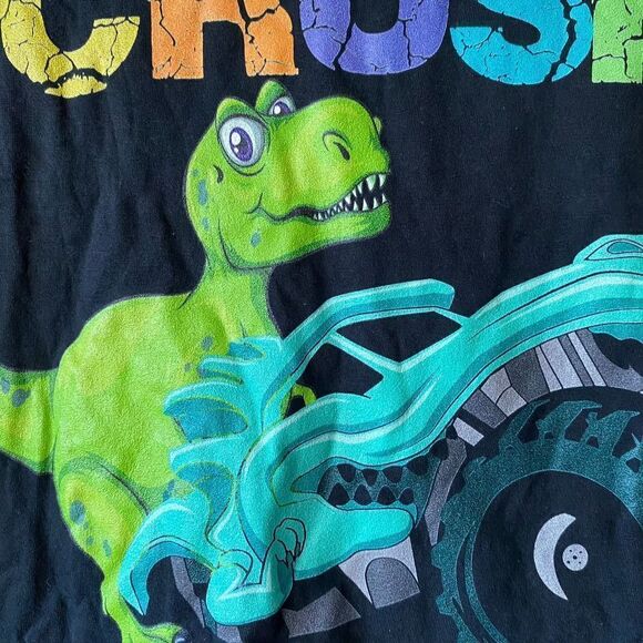 Ready to Crush Kindergarten Dinosaur Monster Truck Tee Black Medium - Picture 3 of 6